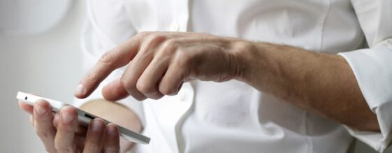 Man looking at a Google mobile friendly website