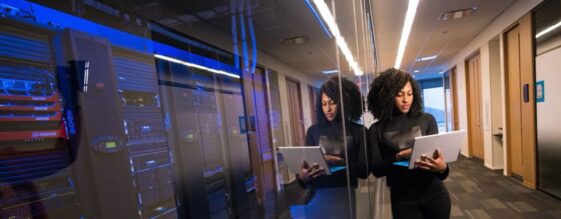 Woman checking security